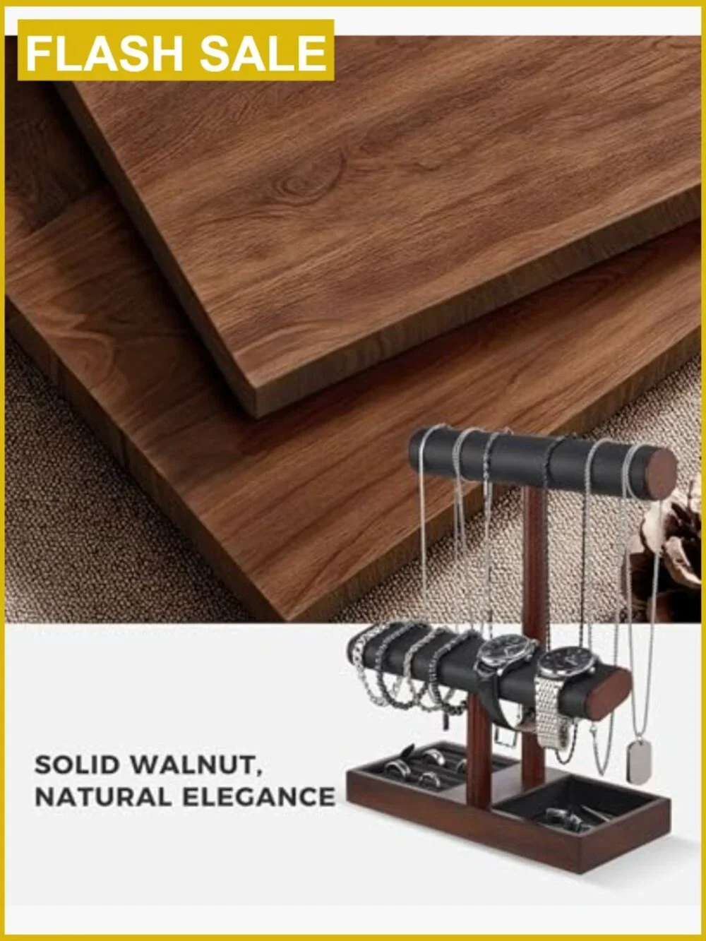 Wooden Watch Holder Stand Display Rack Necklace Hanger Organizer